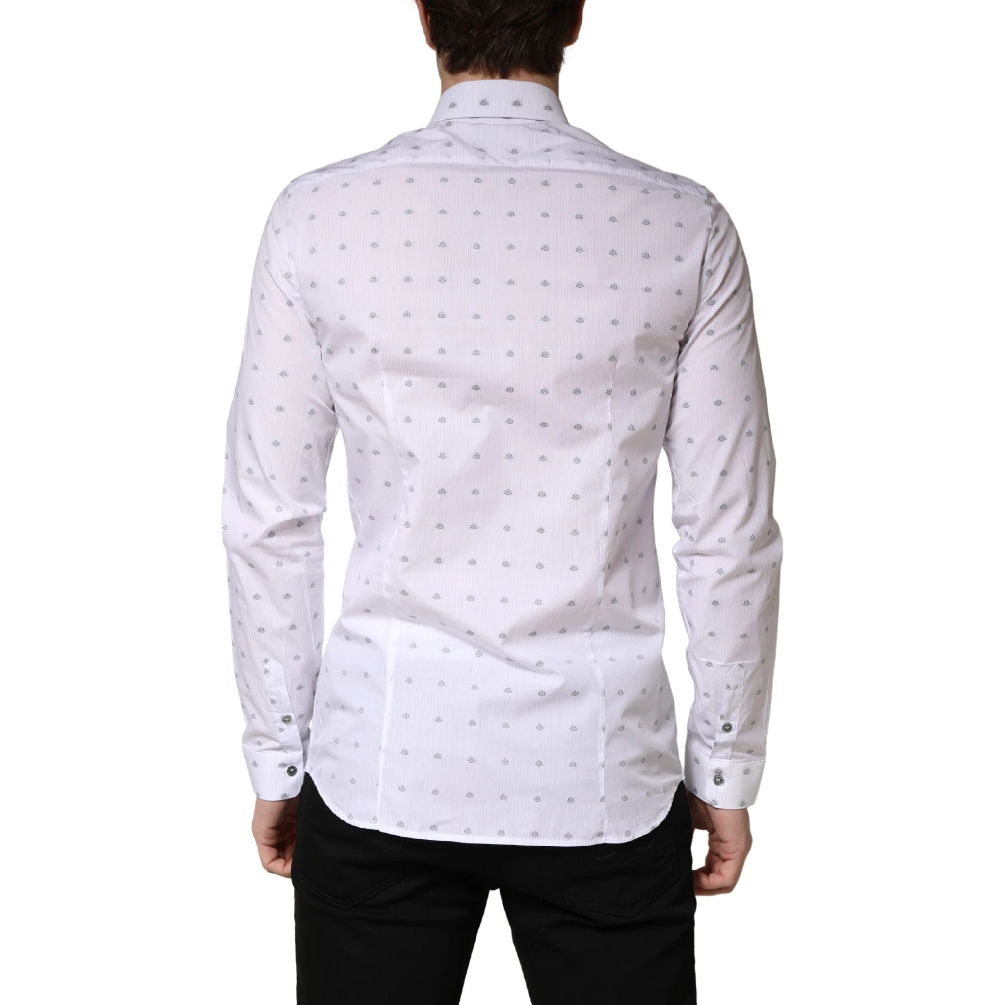White Cotton Slim Fit Collared Men Dress Shirt