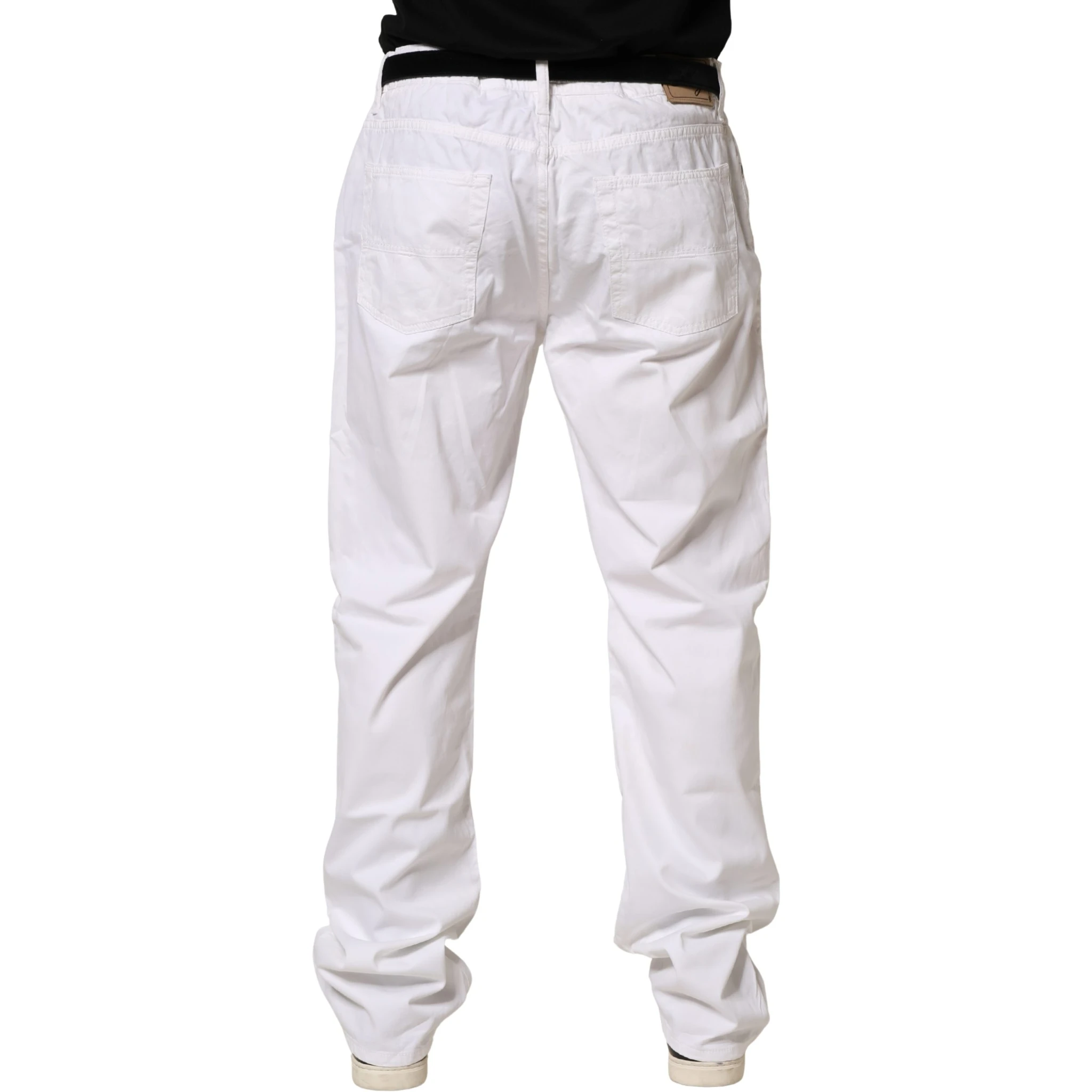White Cotton Stretch Straight Casual Men Denim Trouser Jeans
