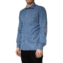 Blue Cotton Slim Fit Collared LongSleeve Casual Shirt