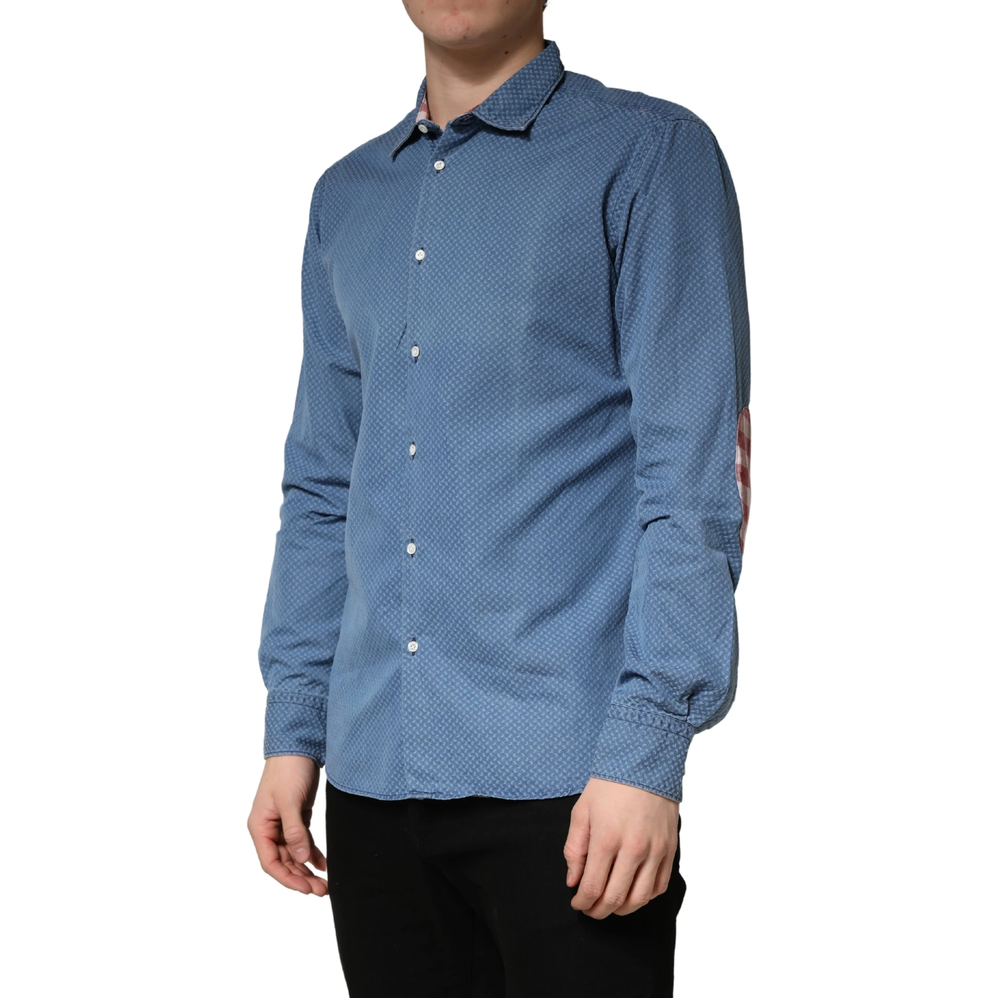 Blue Cotton Slim Fit Collared LongSleeve Casual Shirt