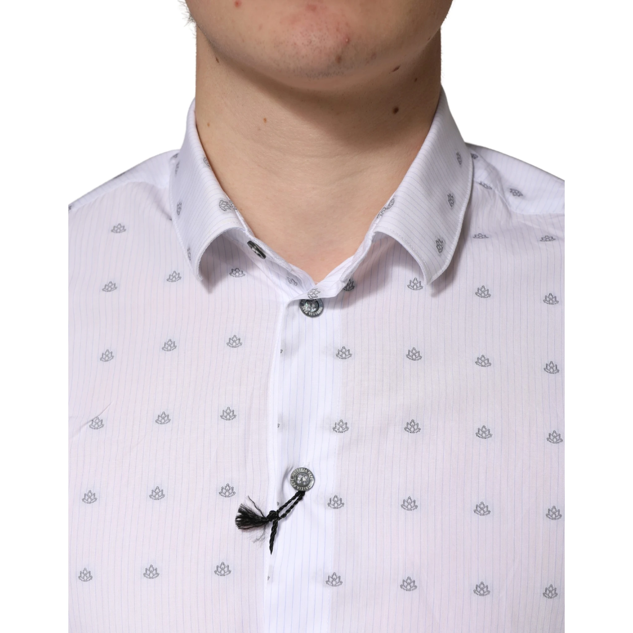 White Cotton Slim Fit Collared Men Dress Shirt