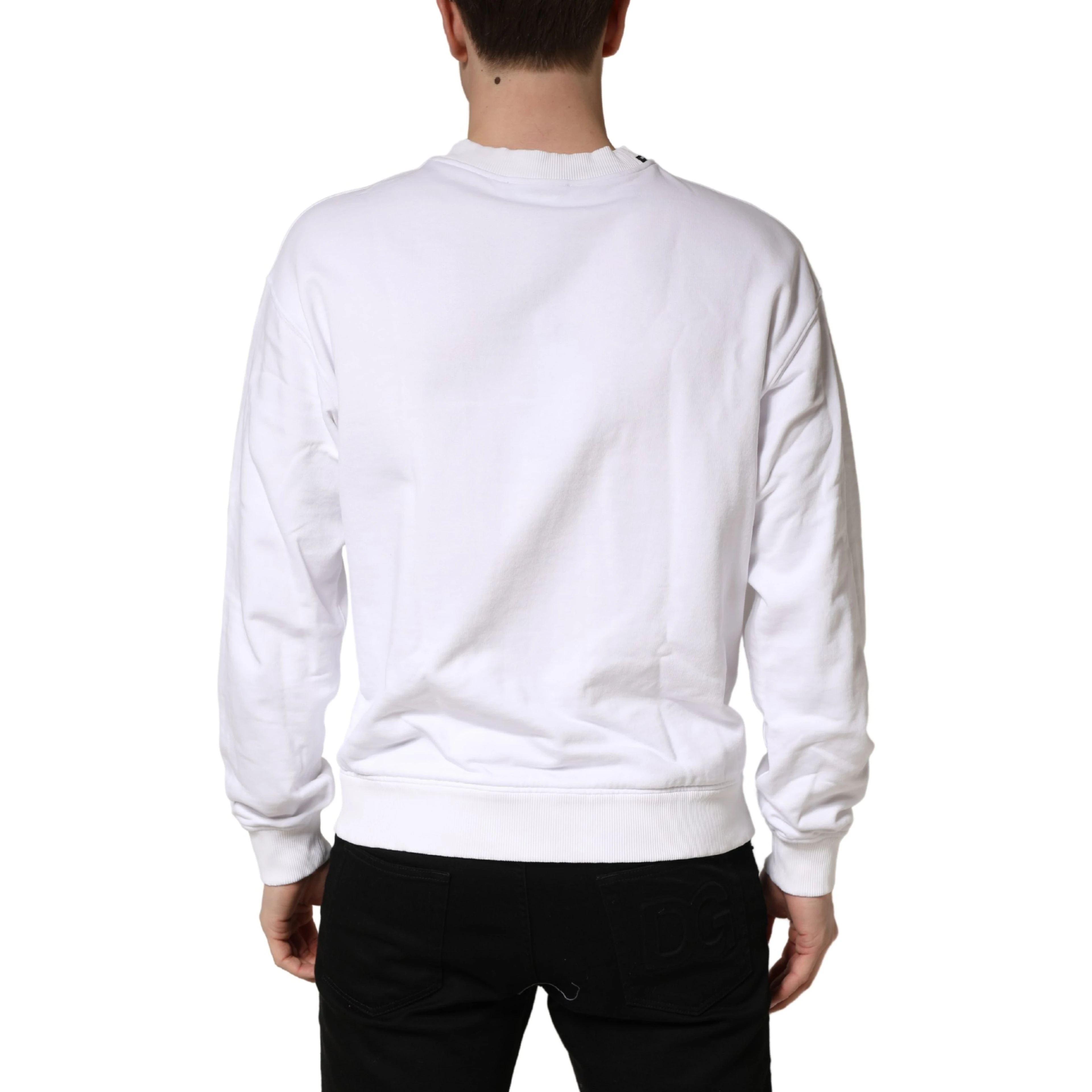 White Cotton Crew Neck Sweatshirt Sweater