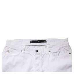 White Cotton Stretch Straight Casual Men Denim Trouser Jeans