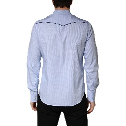 Light Blue Slim Fit Collared Long Sleeve Casual Shirt