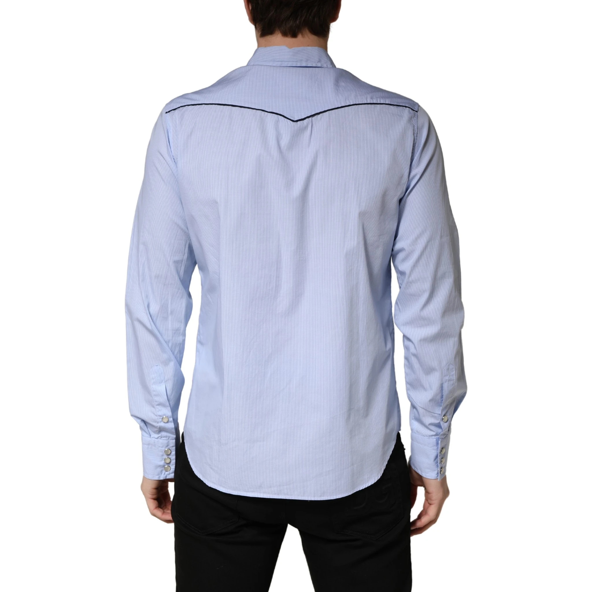 Light Blue Slim Fit Collared Long Sleeve Casual Shirt