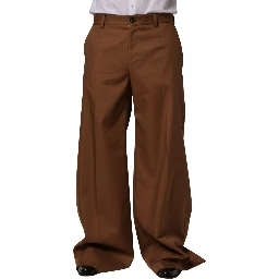 Brown Cotton Straight Men Dress Trouser Pants