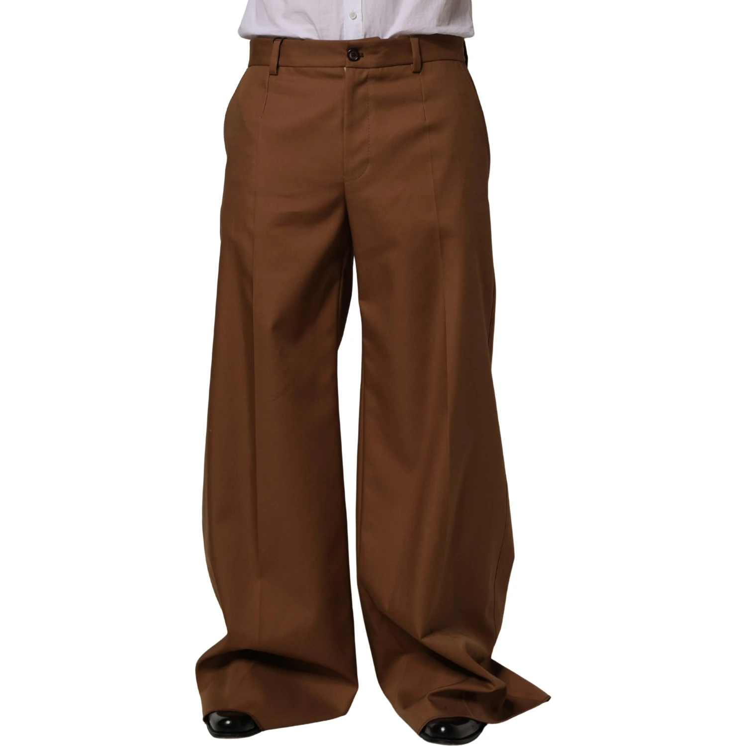Brown Cotton Straight Men Dress Trouser Pants