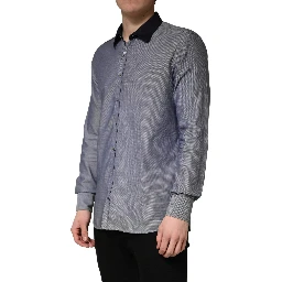 Dark Blue Cotton Long Sleeves Collared Dress Formal Shirt