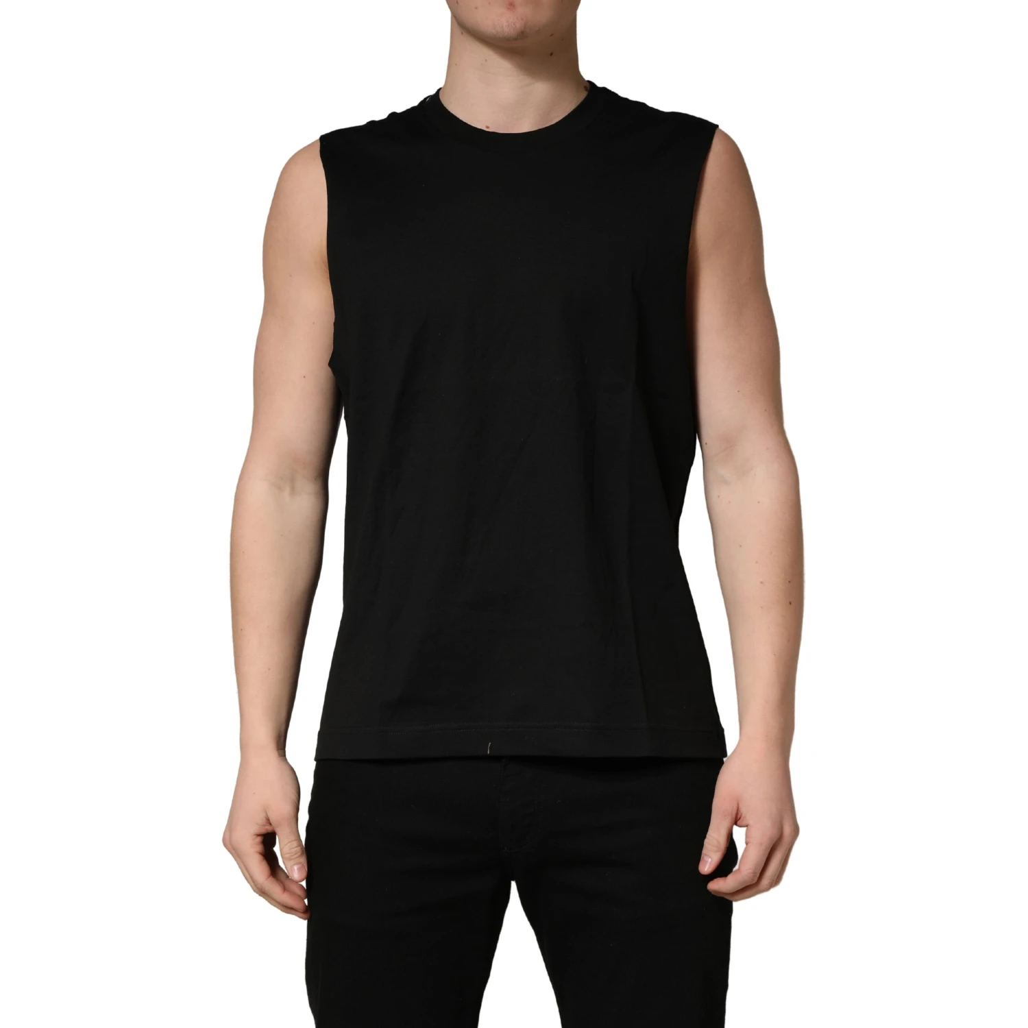 Black Crew Neck Sleeveless Tank Top T-shirt