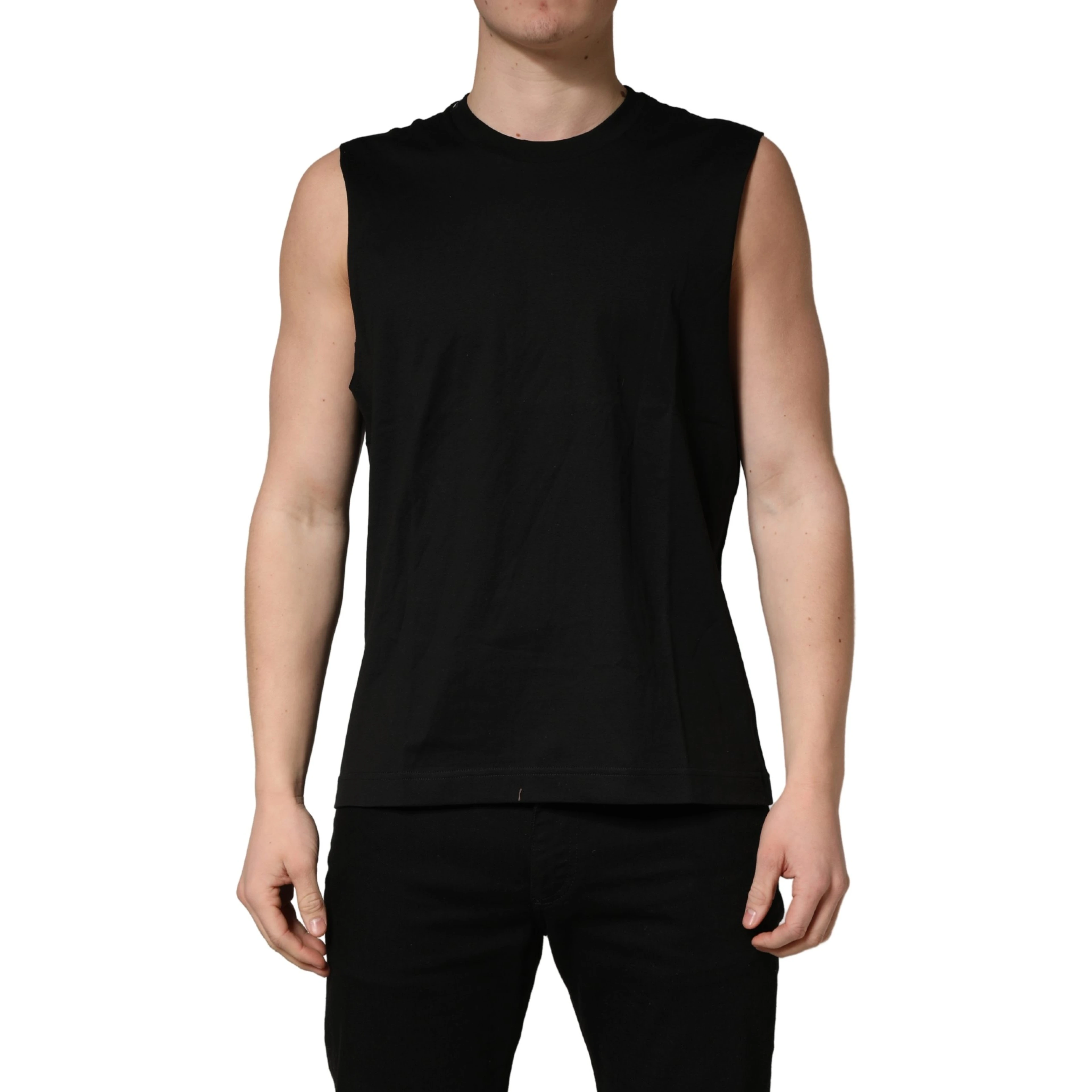 Black Crew Neck Sleeveless Tank Top T-shirt