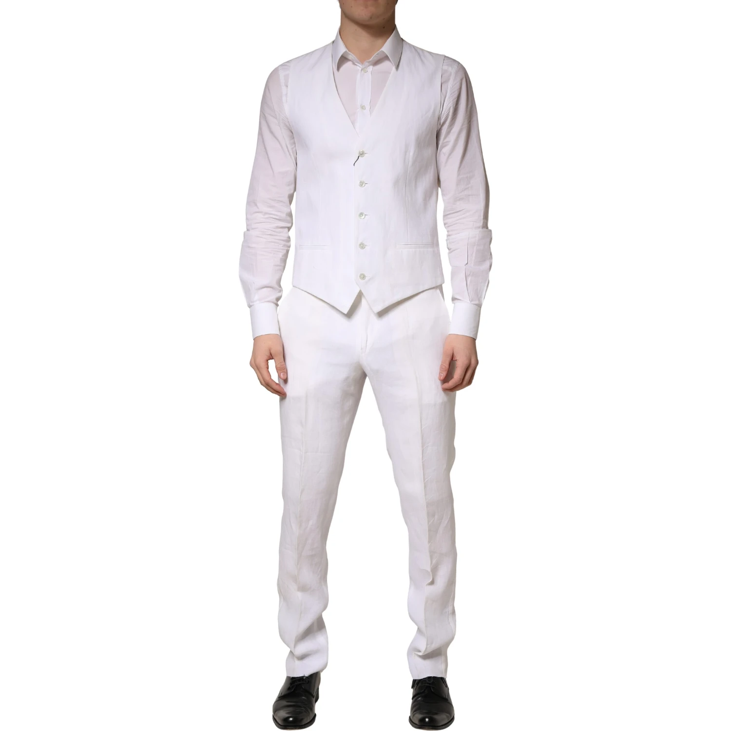 White SARTORIA Linen 2 Piece Men Formal Suit