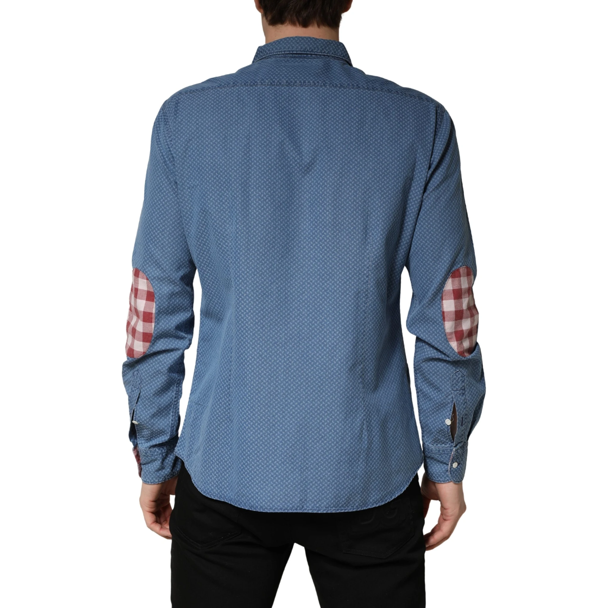 Blue Cotton Slim Fit Collared LongSleeve Casual Shirt