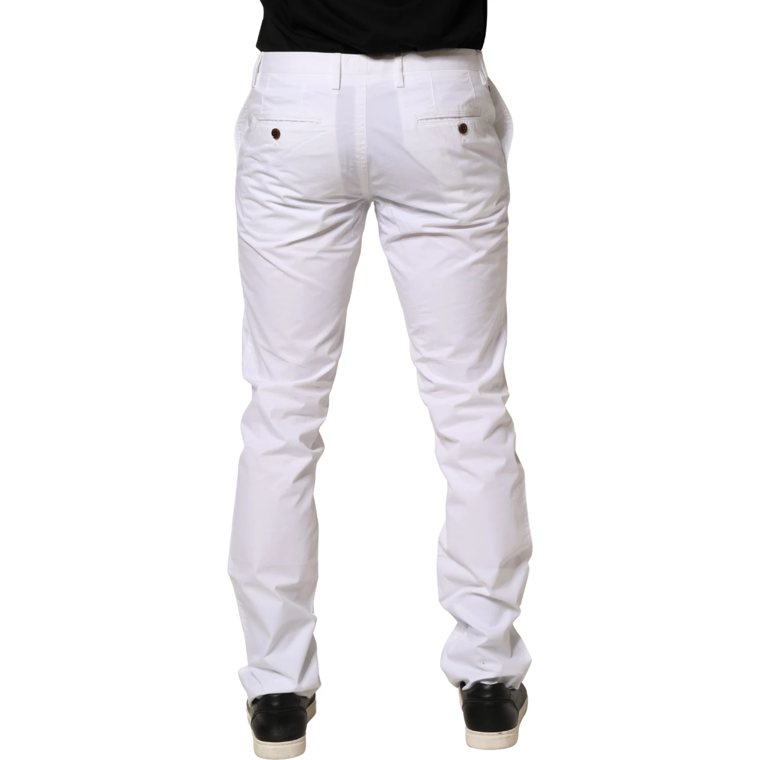 White Mid Waist Skinny Chino Casual Trouser Pants