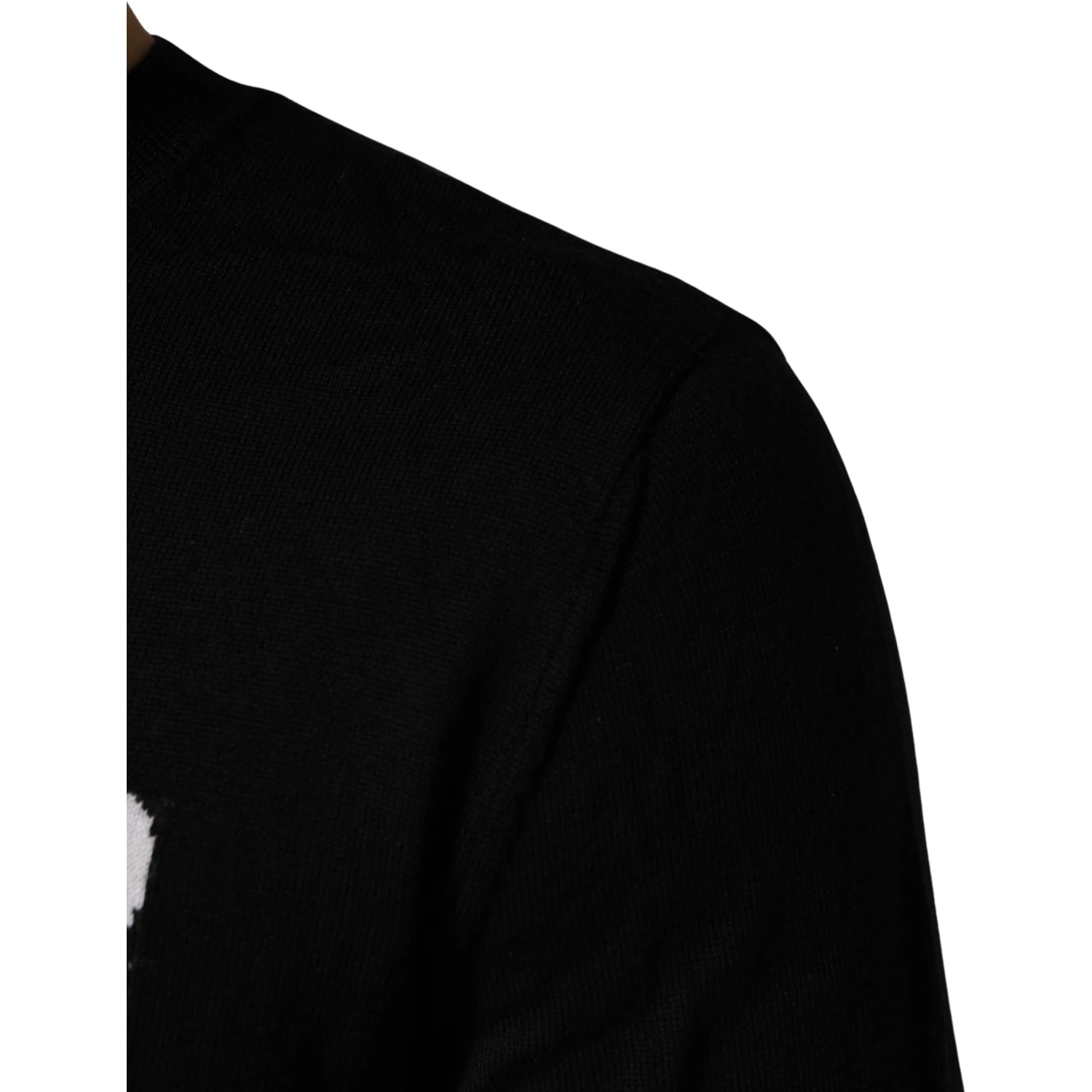 Black Logo Knitted Crew Neck Men Pullover Sweater