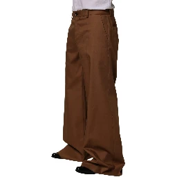 Brown Cotton Straight Men Dress Trouser Pants
