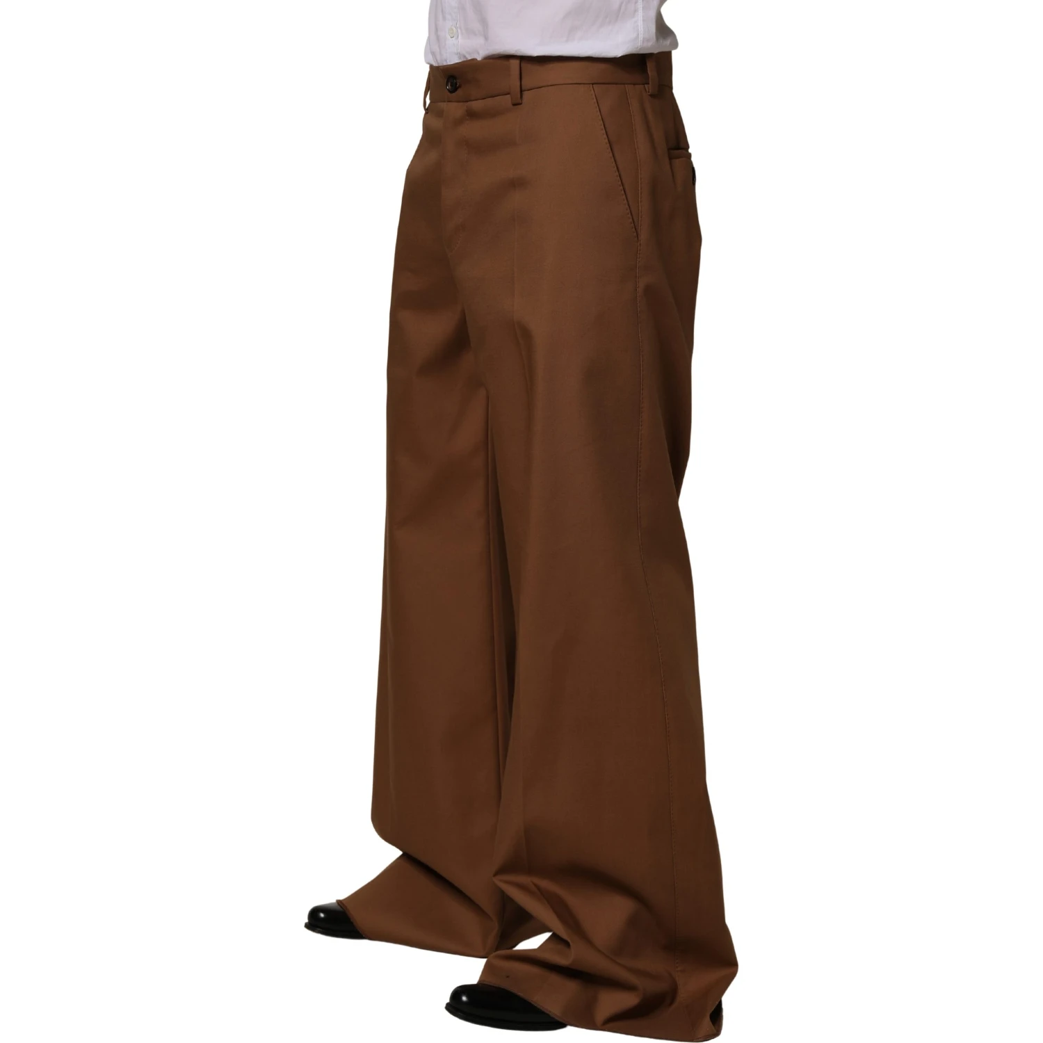 Brown Cotton Straight Men Dress Trouser Pants