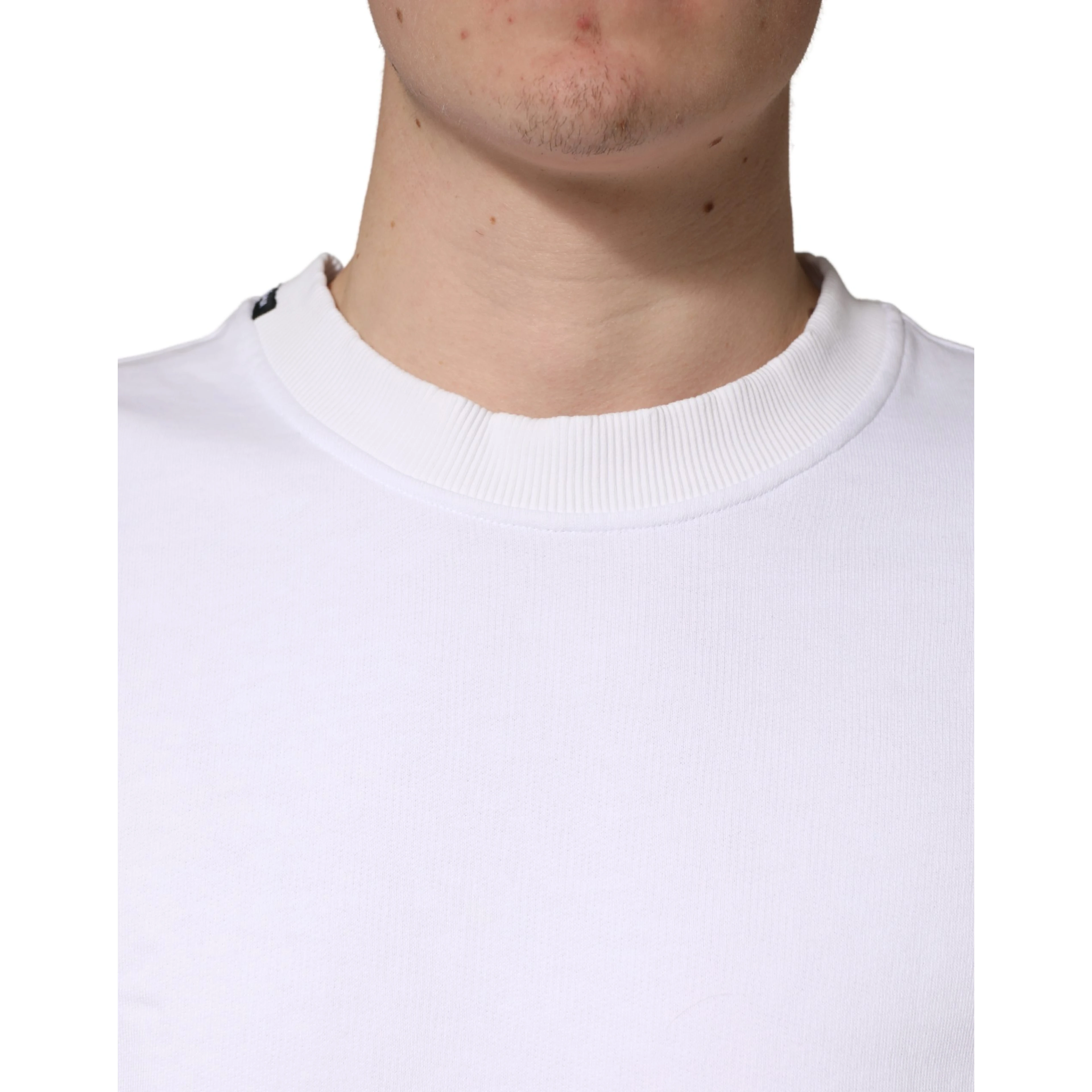 White Cotton Crew Neck Sweatshirt Sweater
