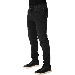 Black Cotton Stretch Regular SkinnyDenim Jeans