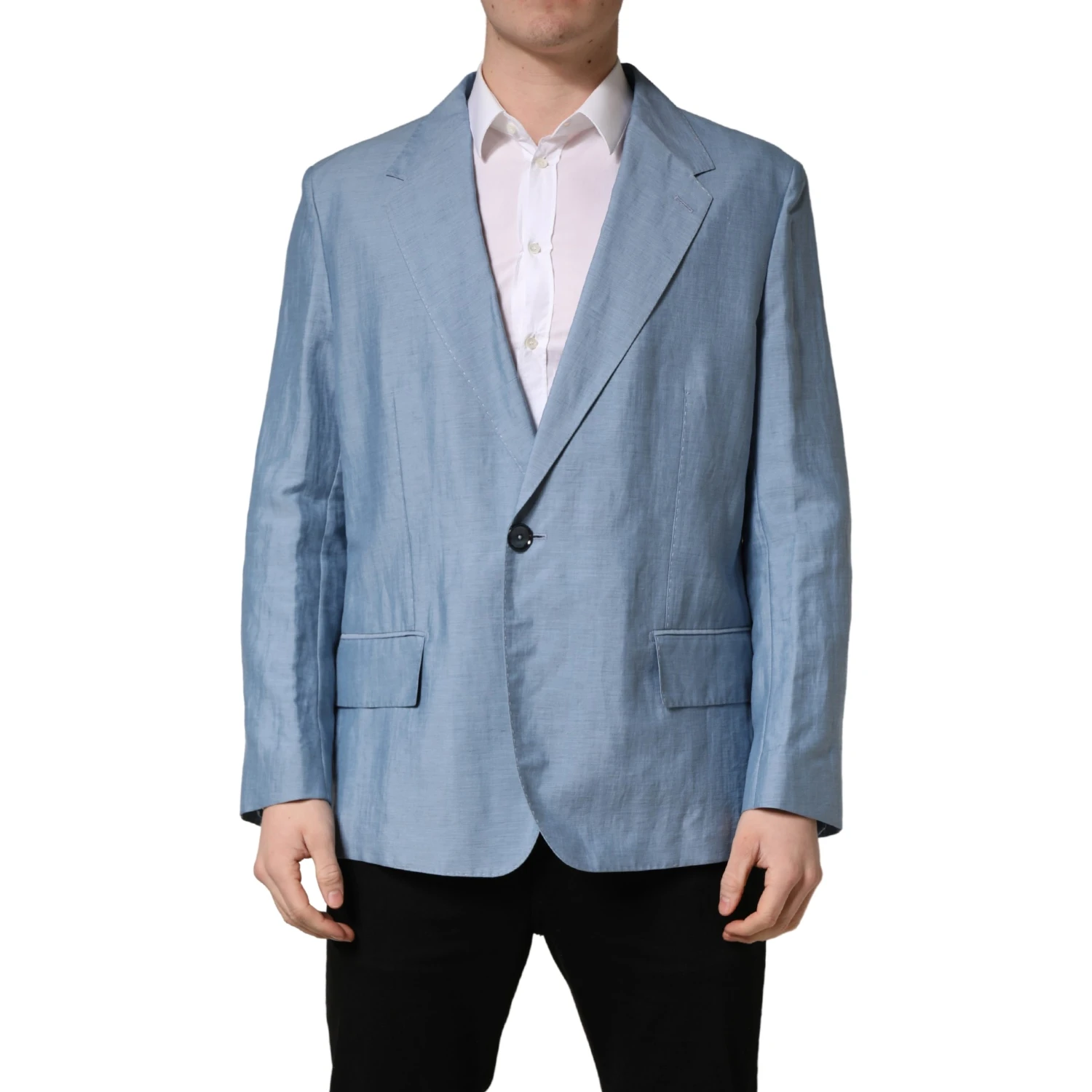 Light Blue Single Breasted Men Jacket Blazer