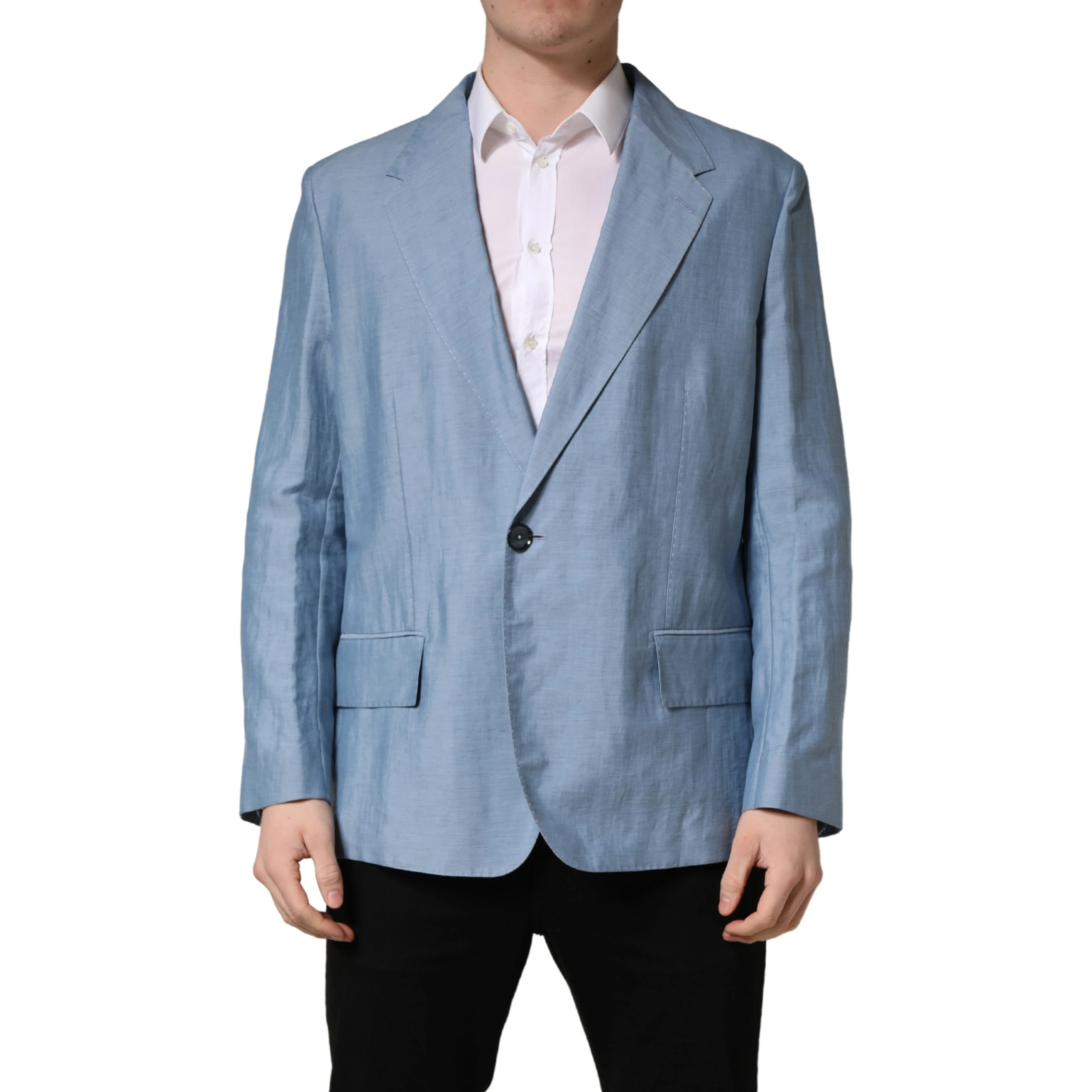 Light Blue Single Breasted Men Jacket Blazer