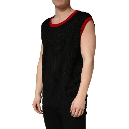 Black Crew Neck Sleeveless Men Knit Vest T-shirt