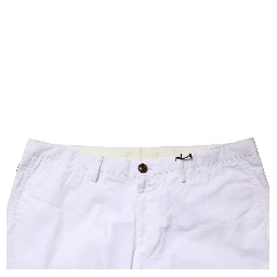 White Mid Waist Skinny Chino Casual Trouser Pants