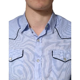 Light Blue Slim Fit Collared Long Sleeve Casual Shirt