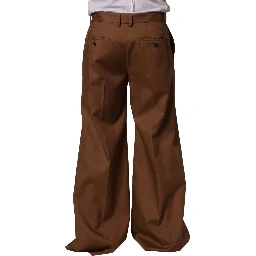 Brown Cotton Straight Men Dress Trouser Pants
