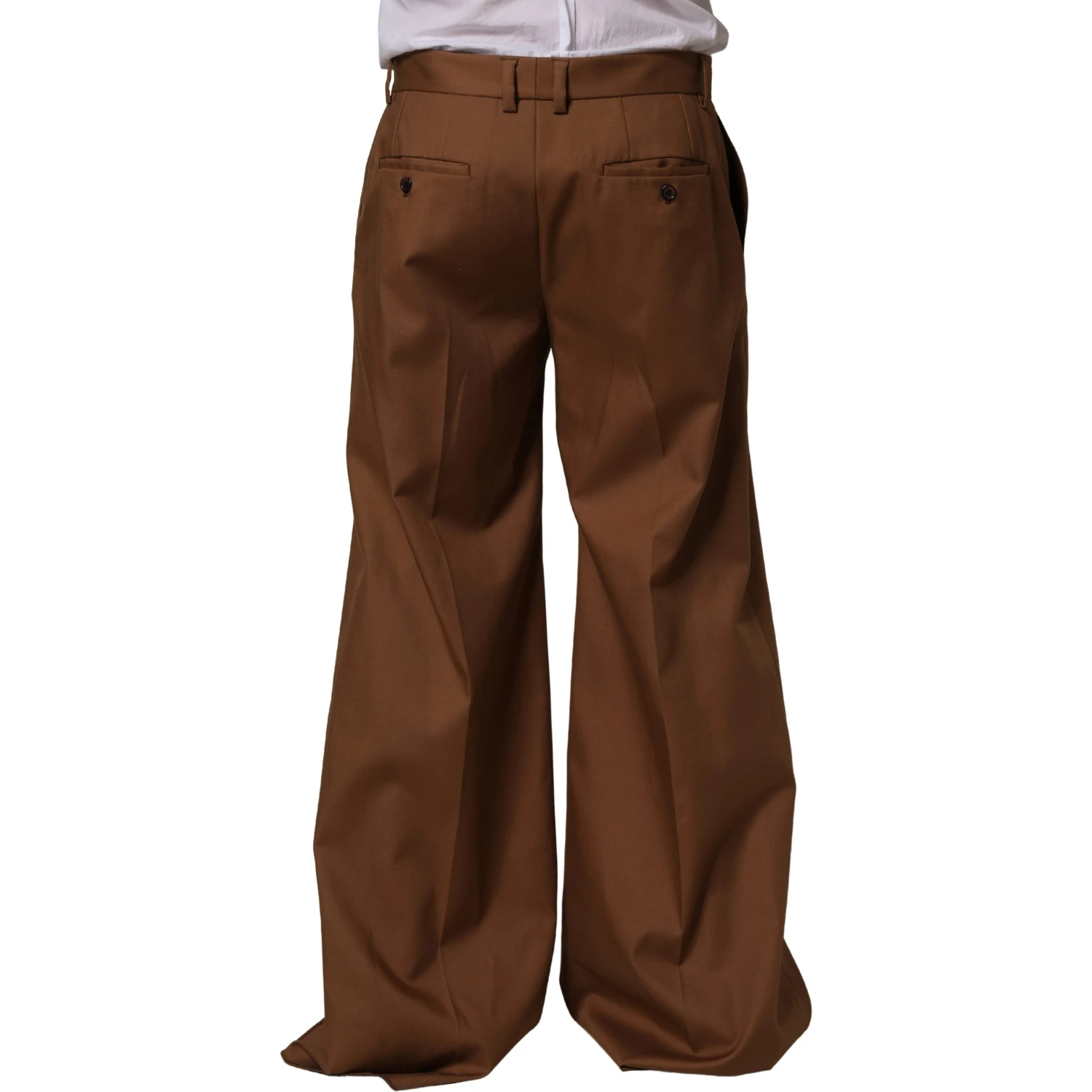 Brown Cotton Straight Men Dress Trouser Pants