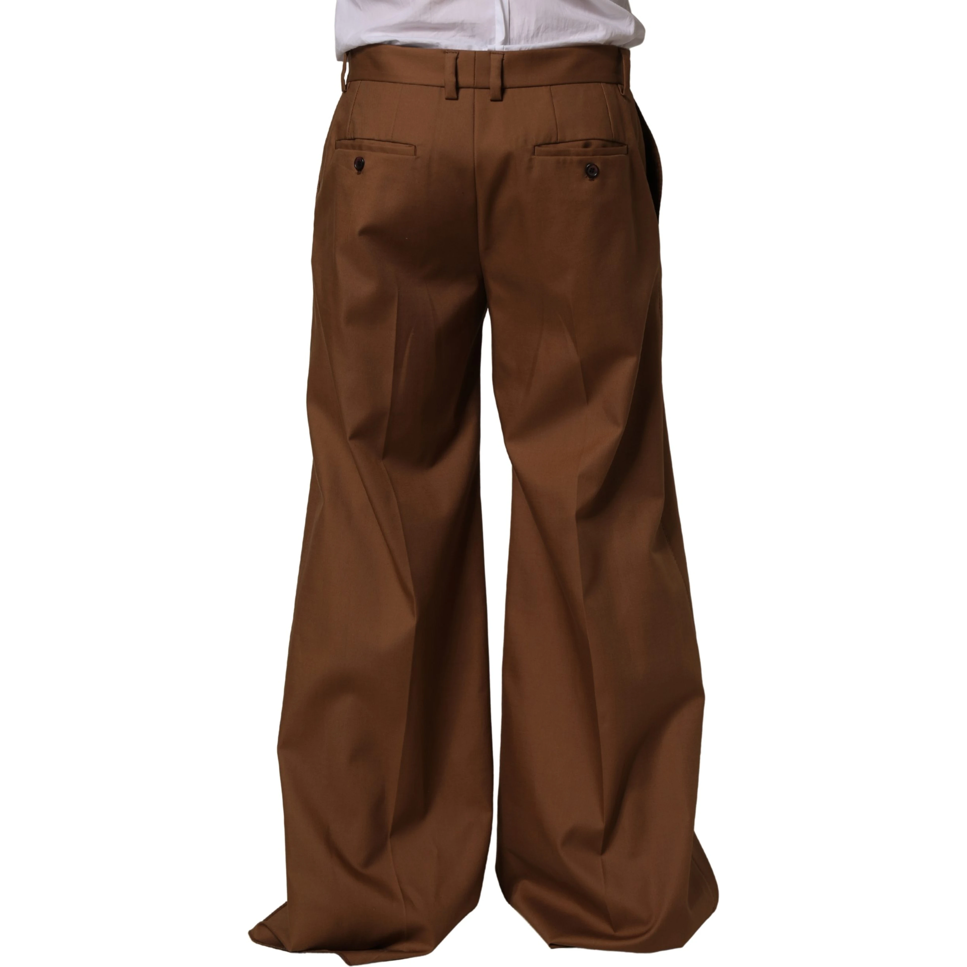 Brown Cotton Straight Men Dress Trouser Pants
