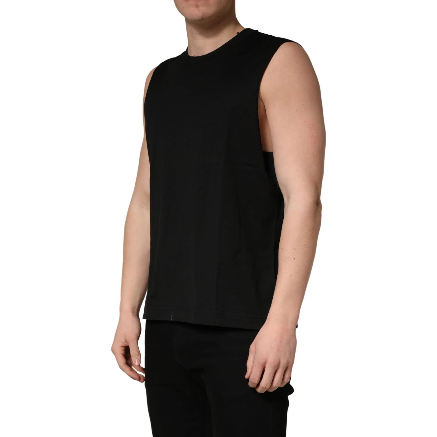 Black Crew Neck Sleeveless Tank Top T-shirt