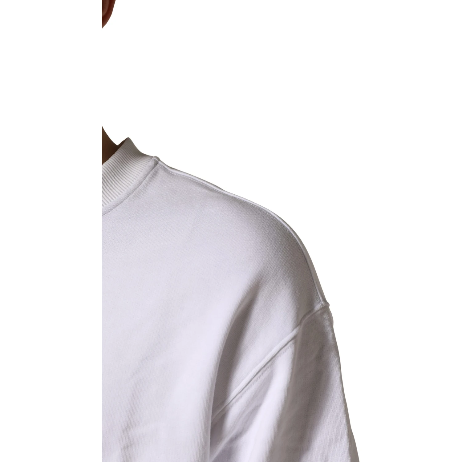 White Cotton Crew Neck Sweatshirt Sweater