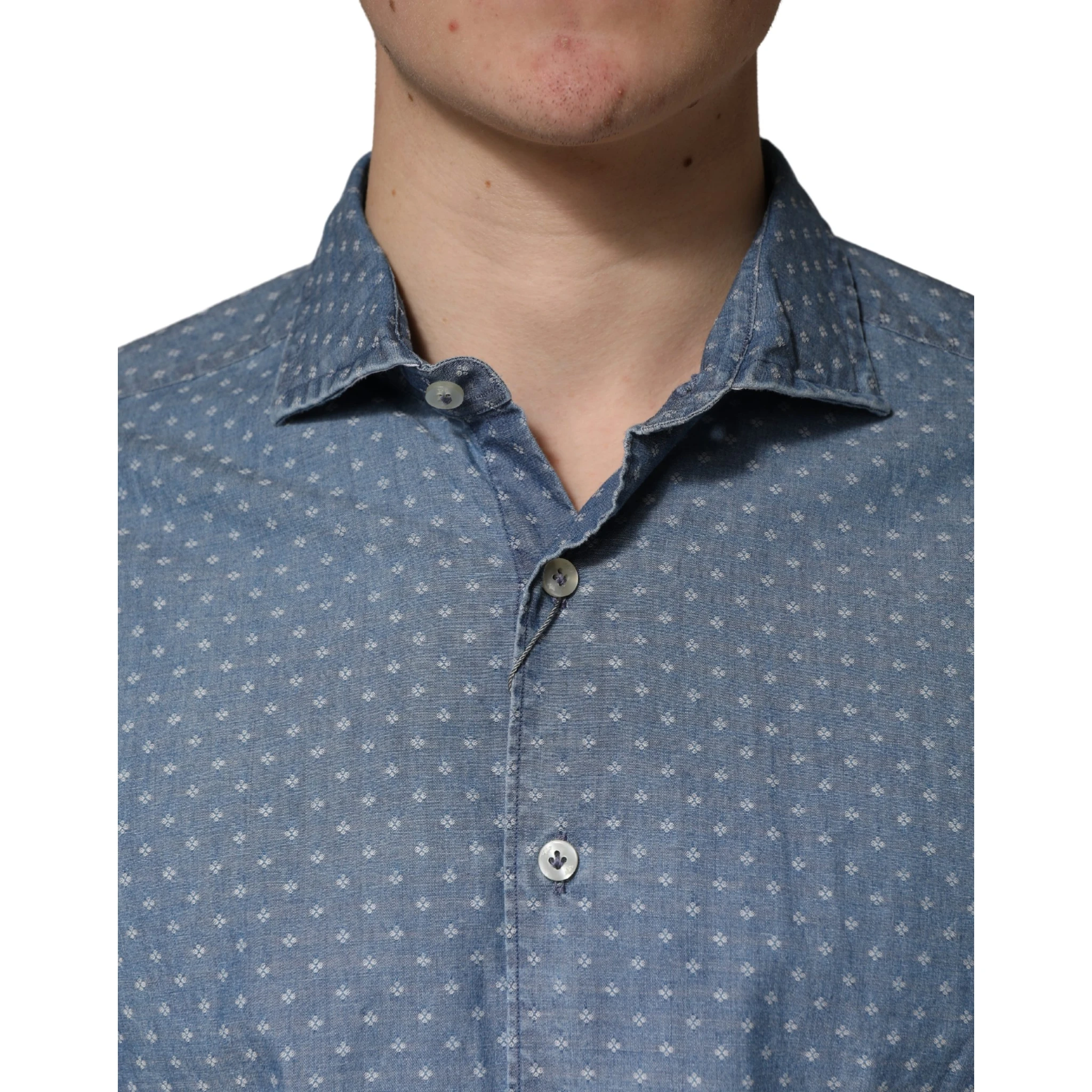Blue Long Sleeve Collared Casual Shirt