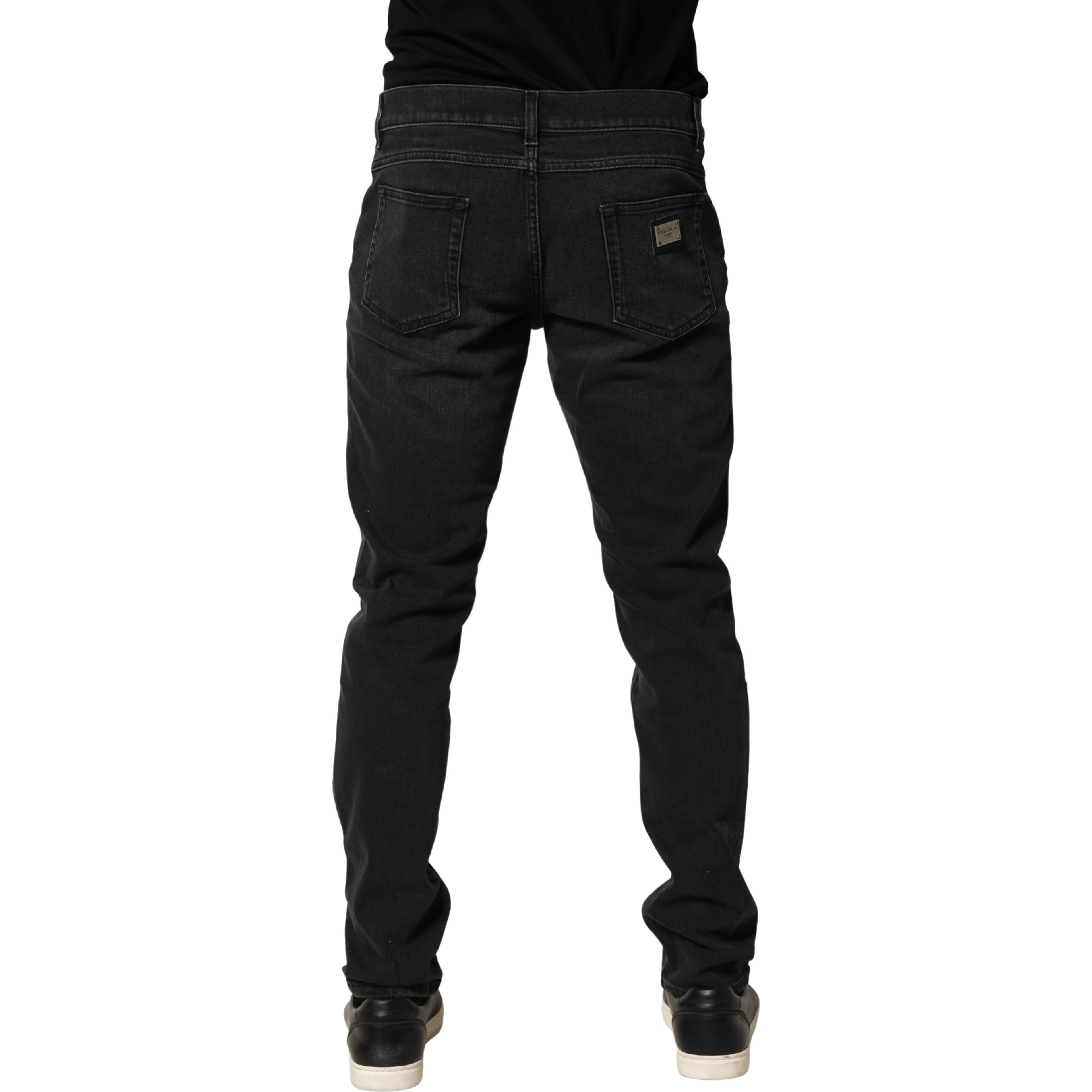 Black Cotton Stretch Regular SkinnyDenim Jeans
