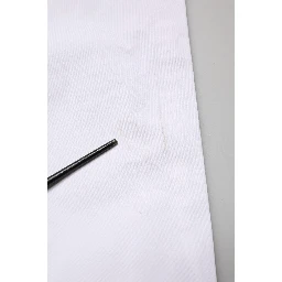 White Mid Waist Cotton Stretch Casual Men Trouser Pants