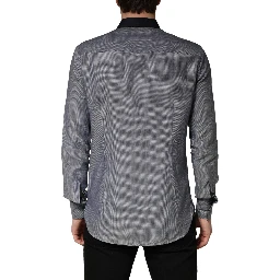 Dark Blue Cotton Long Sleeves Collared Dress Formal Shirt