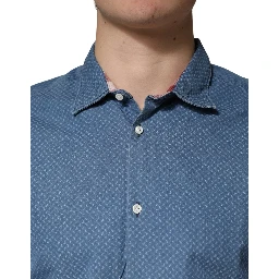 Blue Cotton Slim Fit Collared LongSleeve Casual Shirt