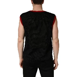 Black Crew Neck Sleeveless Men Knit Vest T-shirt