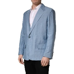 Light Blue Single Breasted Men Jacket Blazer