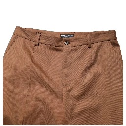 Brown Cotton Straight Men Dress Trouser Pants