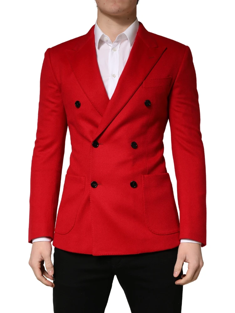 Red Cashmere Slim Fit Coat Jacket Blazer