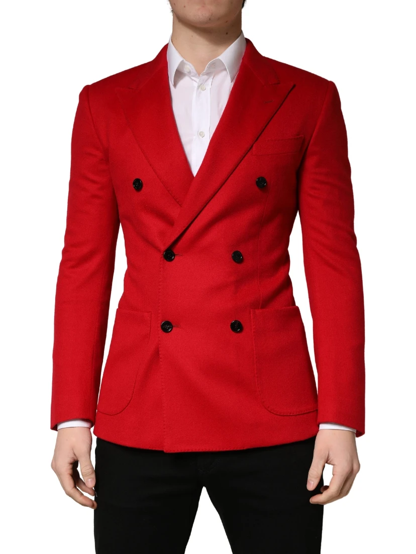 Red Cashmere Slim Fit Coat Jacket Blazer