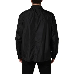 Black Logo Plaque Long Sleeves Shirt Jacket
