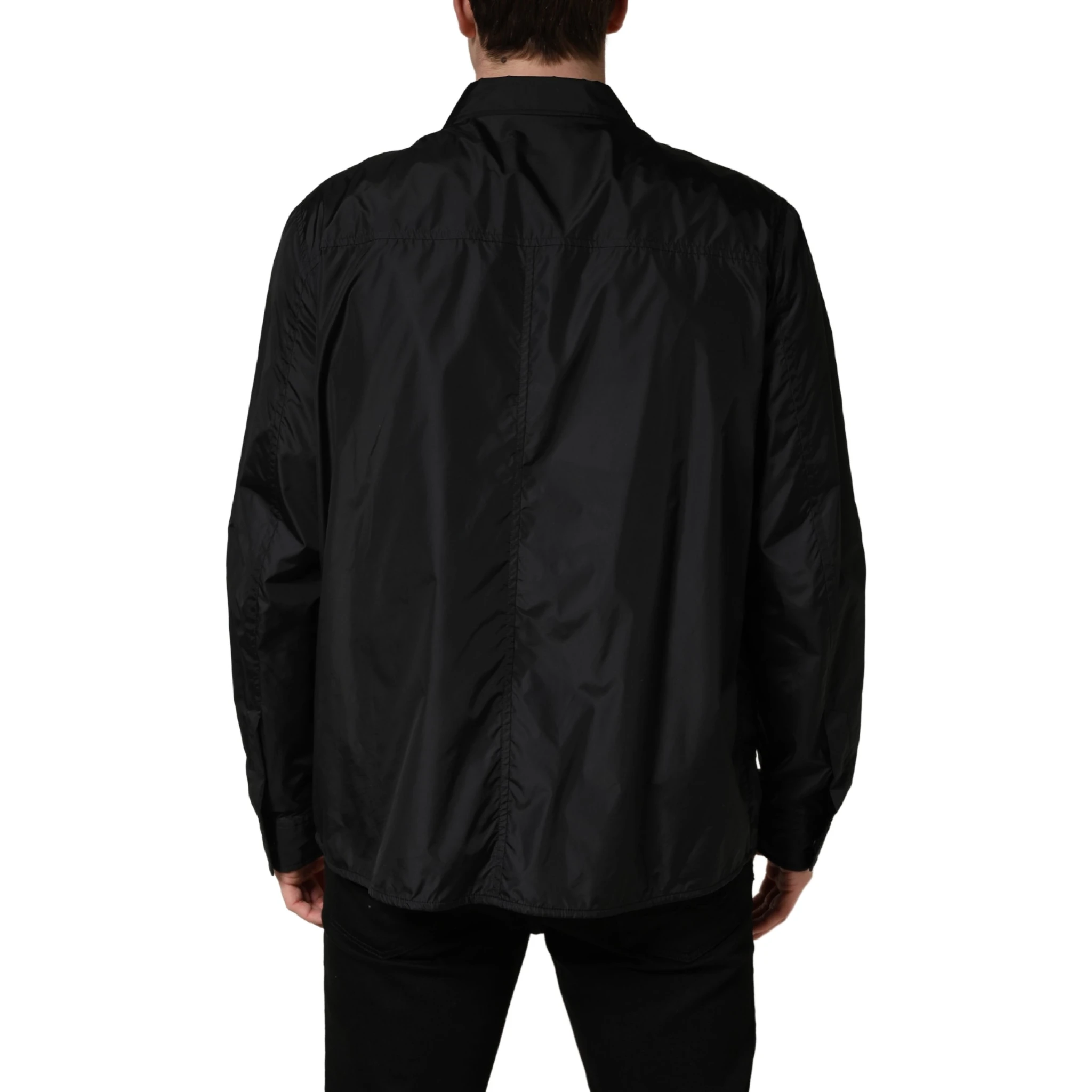 Black Logo Plaque Long Sleeves Shirt Jacket