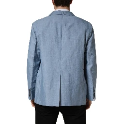 Light Blue Single Breasted Men Jacket Blazer