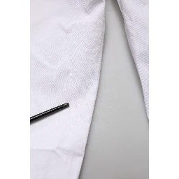 White Mid Waist Cotton Stretch Casual Men Trouser Pants