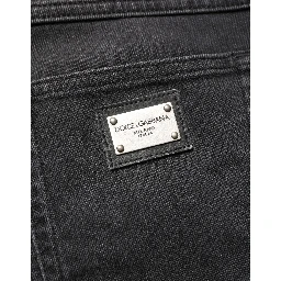 Black Cotton Stretch Regular SkinnyDenim Jeans