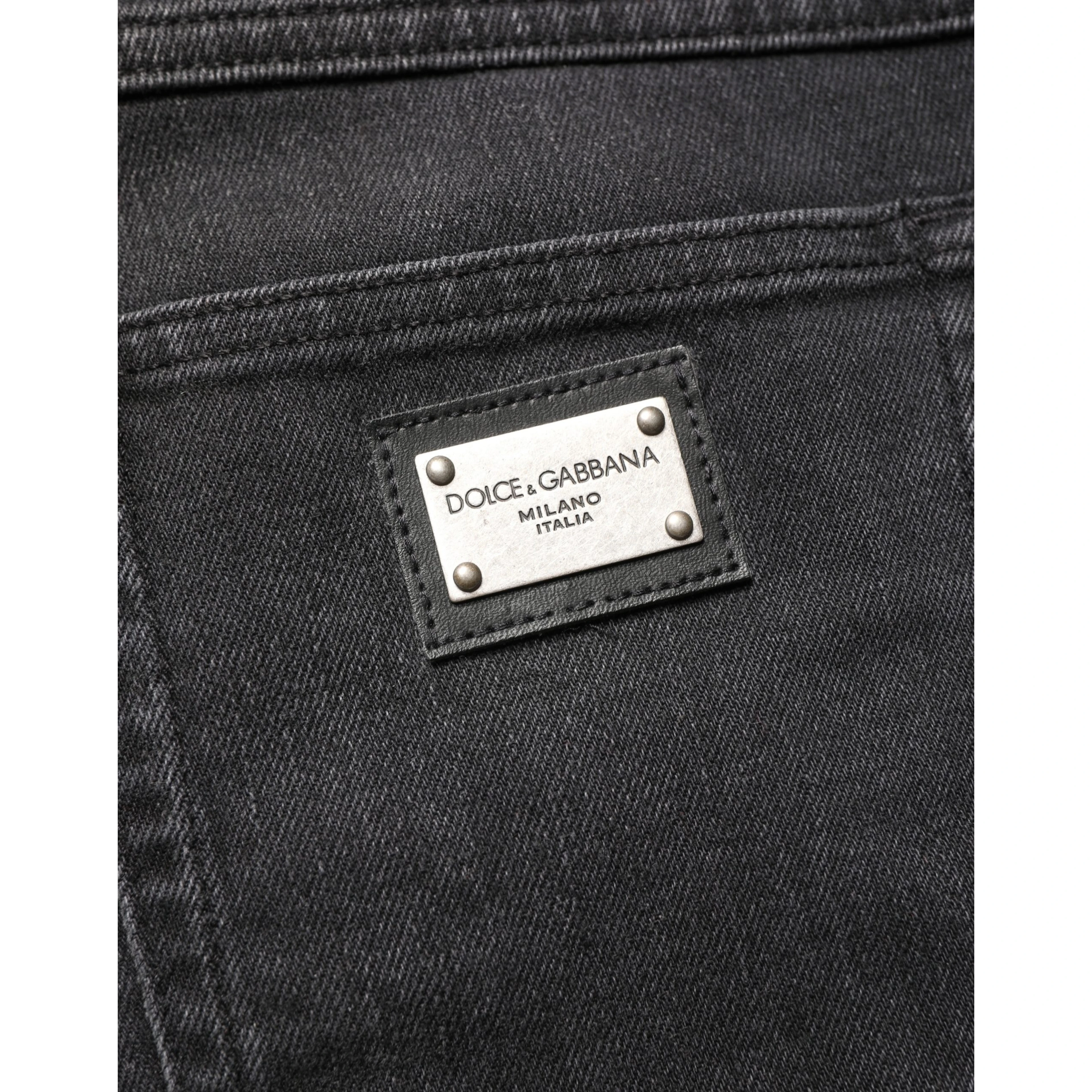 Black Cotton Stretch Regular SkinnyDenim Jeans