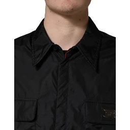 Black Logo Plaque Long Sleeves Shirt Jacket