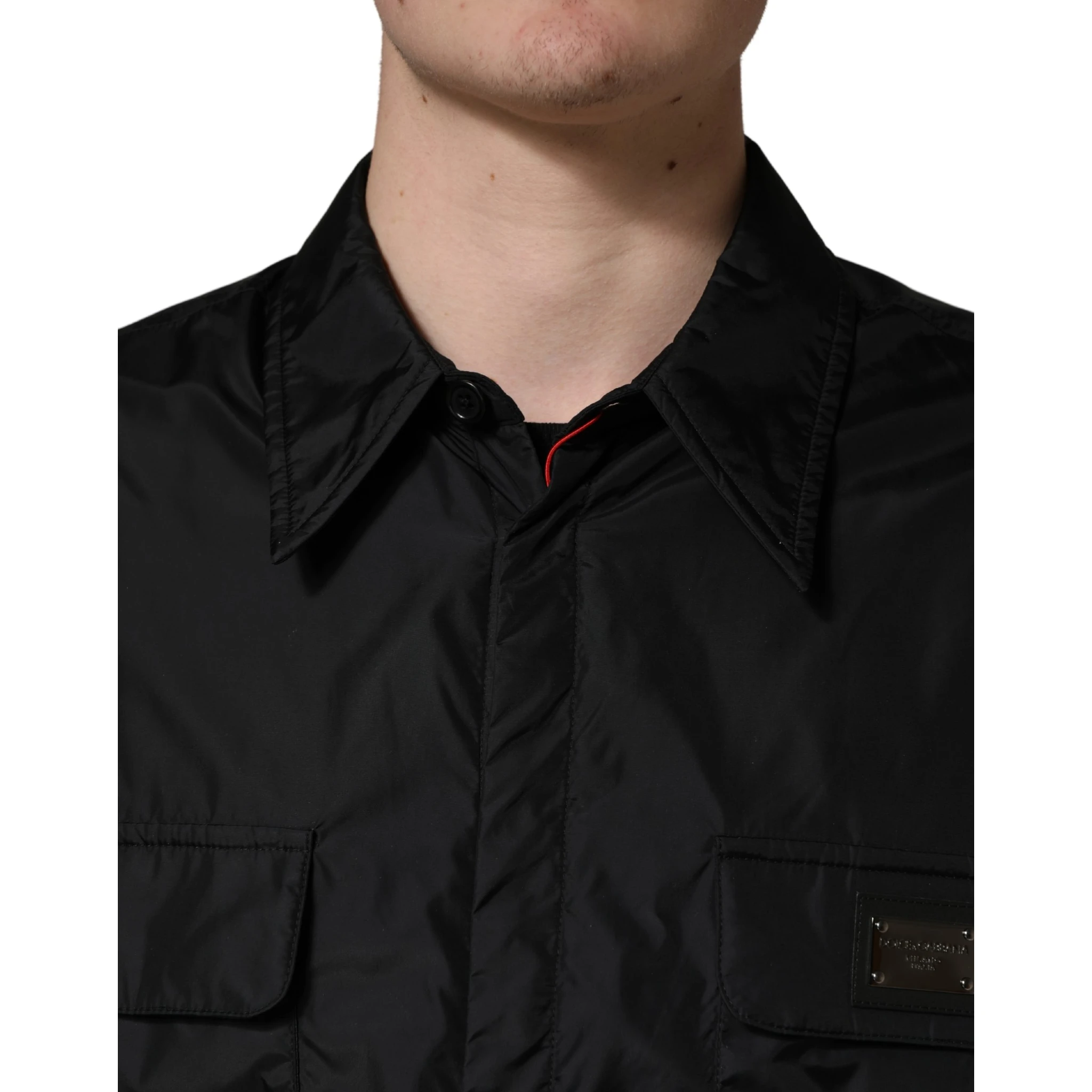 Black Logo Plaque Long Sleeves Shirt Jacket
